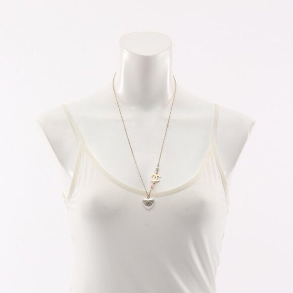 Chanel Necklace CC Logo Gold Pink White - Picture 6 of 7